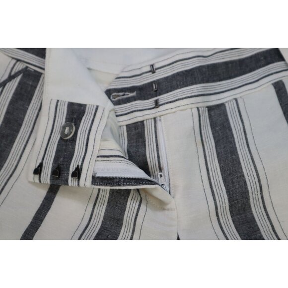 Express Women's Striped Linen-Blend Shorts‎ Size 6 White & Gray - Picture 4 of 11